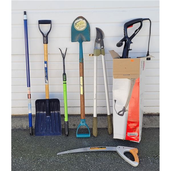 Outdoor Tool Lot w/ Grass Trimmer, Shovel, Loppers, & More