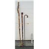 Image 1 : 3 Carved Wooden Walking Sticks