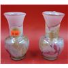 Image 1 : Pair of Simron Hand-Painted Studio Art Glass Vases Made in Israel