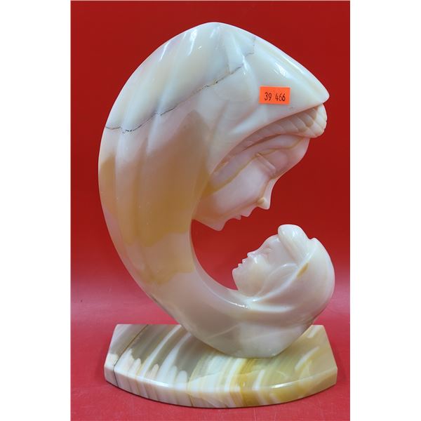 Hand Carved White Marble Madonna Mother & Child (Mary & Jesus) Sculpture