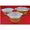 Image 1 : 3 VTG Pyrex "Butterfly Gold" Casserole Dishes