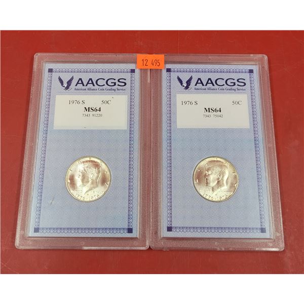2 AACGS Graded 1976 Kennedy Half-Dollars