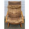 Image 1 : Wooden Frame Chair w/ Brown Corduroy Cushion