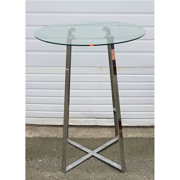 Stainless Steel Cocktail Table w/ Glass Top
