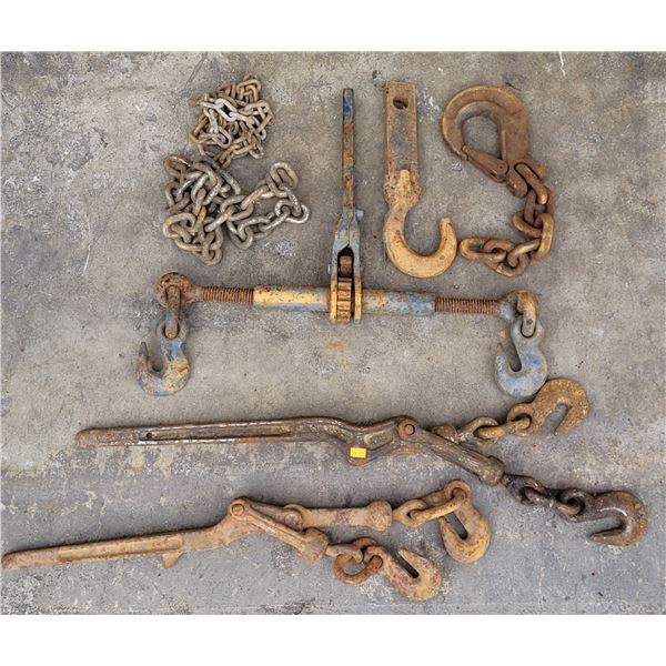 VTG Heavy-Duty Tie-Down Equipment w/ Chain Binder, Ratchet Binder, Chain, & More