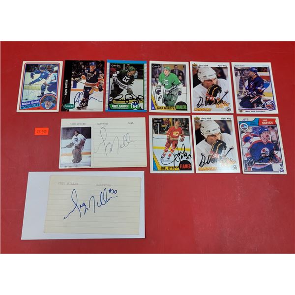 Lot of Assorted NHL Autographs w/ Joel Otto, Michel Goulet, Ron Sutter, & More