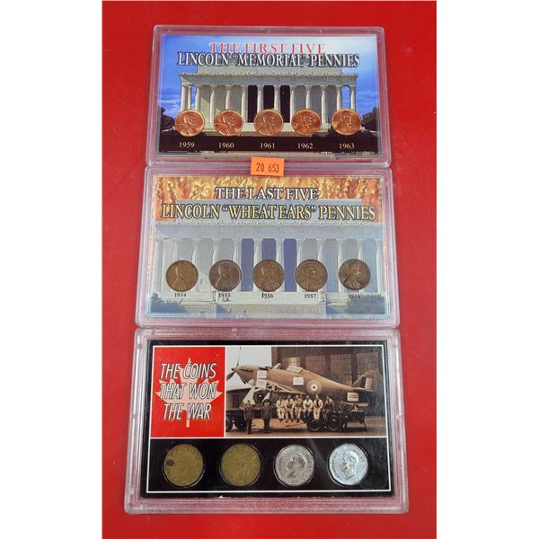 The First Five, The Last Five Lincoln "Wheat Ears" Pennies & The That Won War Coin Sets