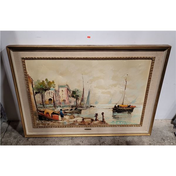 Framed Original Nautical Scene Painting by S. Pacini