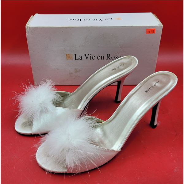 La Vie en Rose Peep-Toe High-Heel Slippers