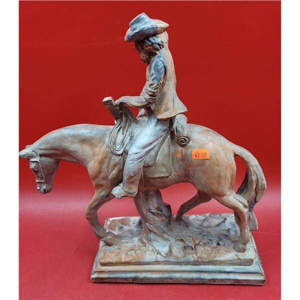 Comanche Pottery Western Americana Cowboy on Horse Sculpture