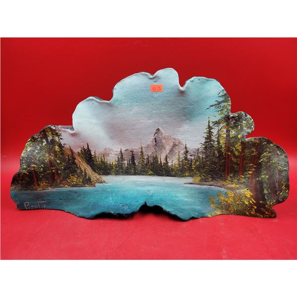 Signed Hand-Painted Landscape Scene on Artist's Conk Fungus by Pioette