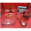 Image 1 : Lot of Glassware & Corning Ware w/ Amber Glass Serving Plate, Blue Dusk Casserole Dish, & More