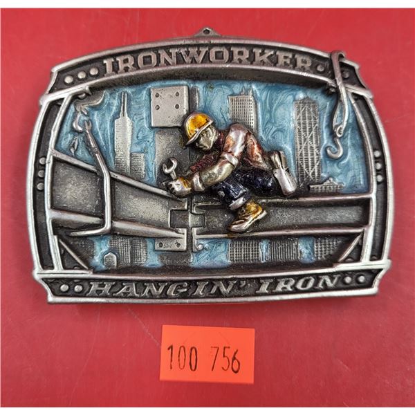 Metal Ironworker Hangin' Iron Belt Buckle Made in Canada