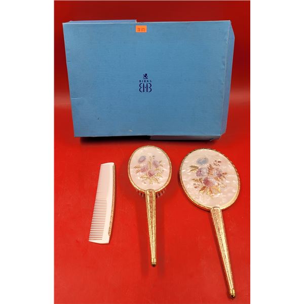 Birks Mother of Pearl Vanity Set w/ Comb, Hairbrush, & Handheld Mirror
