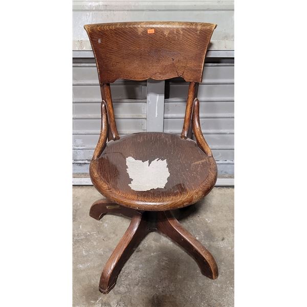 Antique The H. Krug Oak Swivel Chair Made in Canada