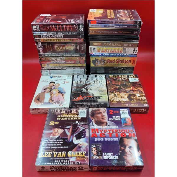 Assorted Factory Sealed DVDs w/ Westerns, War Classics, & More