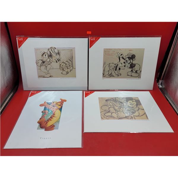 4 Disney Original Story Sketch Prints w/ Pluto's Dream House, Mr. Duck Steps Out, & More
