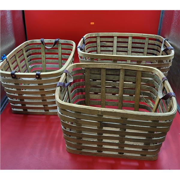 3 Woven Baskets w/ Handles