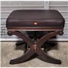 Image 1 : Wooden Leather Upholstered Curule Stool