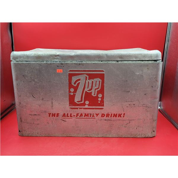VTG 1960s 7-Up The All Family Drink Embossed Galvanized Metal Cooler