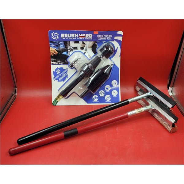 Car Care Lot w/ 2 Window Squeegees & Brush Hero Water Powered Cleaning Tool