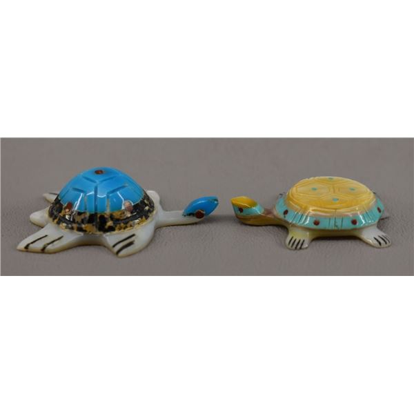 TWO ZUNI TURTLE FETISHES
