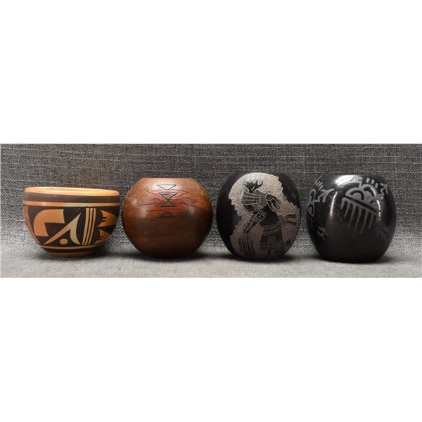 FOUR NATIVE AMERICAN POTTERY ITEMS