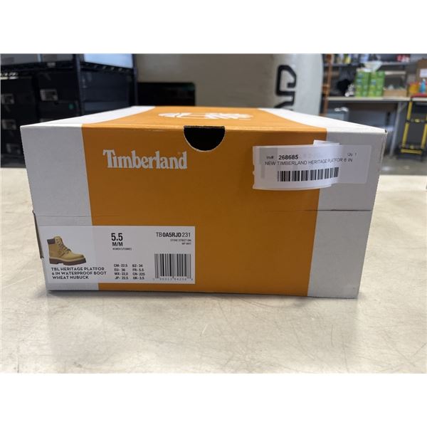 NEW TIMBERLAND HERITAGE PLATFOR 6 IN WATERPROOF BOOT WHEAT NUBUCK SIZE WOMENS 5.5