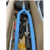 Image 2 : 2 TRAYS OF NEW BIKE PARTS, HANDLEBARS, SEAT POSTS, SEATS, CARGO RACKS, FORKS AND MORE
