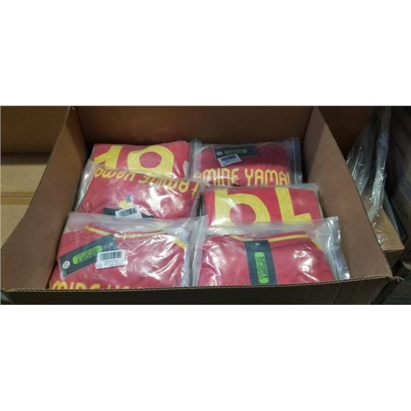 6 NEW 'LAMINE YAMAL'  #19 BARCELONA  SOCCER UNIFORMS, INCLUDES JERSEY, SHORTS AND SOCKS,  ALL SIZE 2