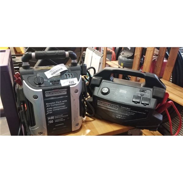 2  ELIMINATOR BOOSTER PACKS - 1 W/ AIR COMPRESSOR