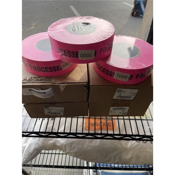 4 BOXES OF GATE HINGES AND 3 ROLLS OF "PROCCESSED" TAPE