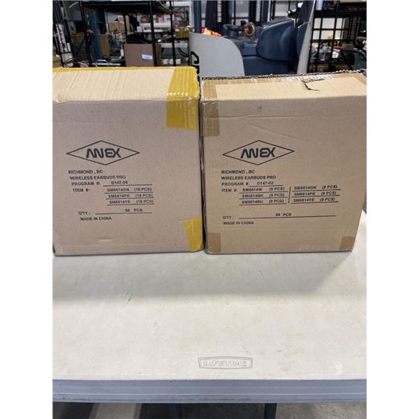2 CASES OF AIRBUD PROS - 54PCS PER CASE, 108 EARBUDS TOTAL