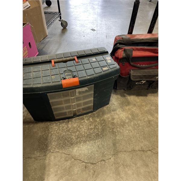 LARGE HARDCASE TOOL BOX AND ROLLING HUSKY ROOL BAG