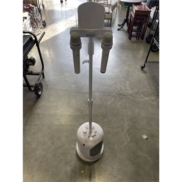 SINGING MACHINE PORTABLE KARAOKE MACHINE WITH NO POWER CORD MICROPHONES ARE WORKING