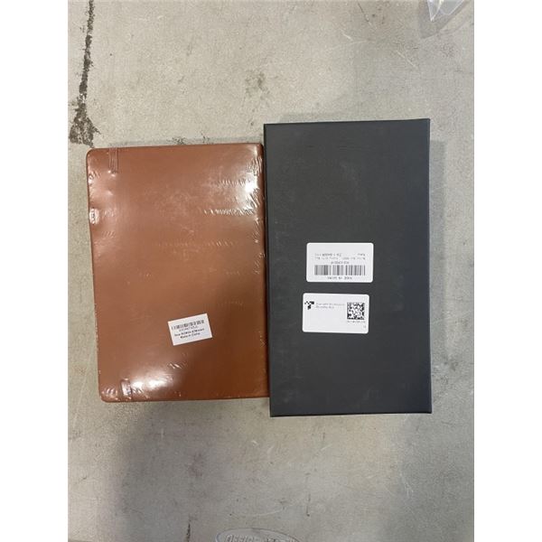 NEW 2 PACK OF LEATHER CUT TO SIZE BELTS AND BROWN LEATHER NOTEBOOK