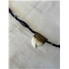 Image 2 : BLACK CORAL/ JADE BEADS W/ SHARK TOOTH PENDANT NECKLACE