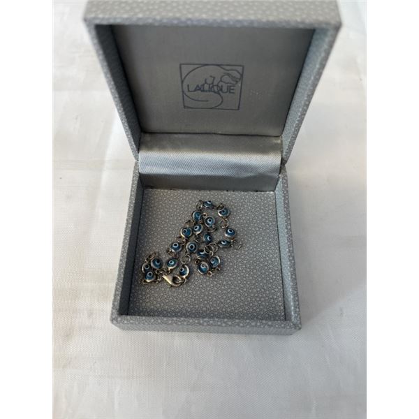 STERLING SILVER W EVIL EYE BEADS BRACELET MARKED 925