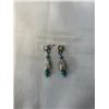 Image 2 : PAIR OF VINTAGE STERLING SILVER W/ NATURAL TURQUOISE STONES DANGLE EARRINGS