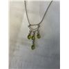 Image 2 : HAND CRAFTED STERLING SILVER W/ 4 PERIDOT SONES DANGLE PENDANT W/ CHAIN NECKLACE