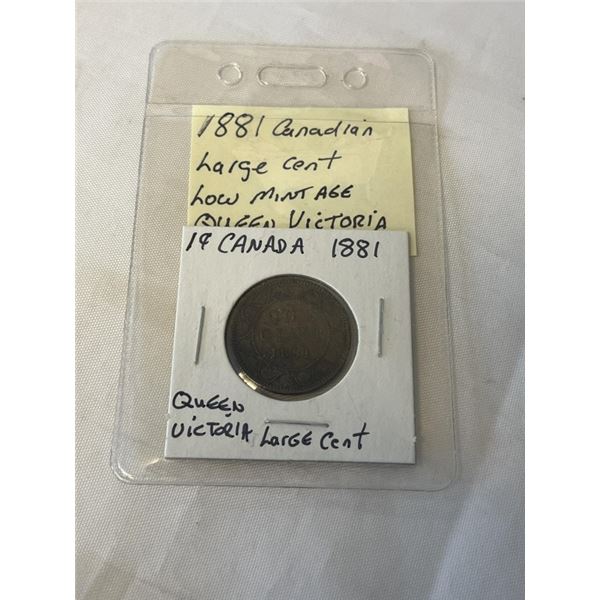 1881 CANADIAN LARGE CENT LOW MINTAGE QUEEN VICTORIA