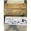 Image 1 : VIVO FLUSH TO WALL TRIPLE MONITOR DESK MOUNT, PNEUMATIC ARM DUAL ULTRAWIDE MONITOR DESK MOUNT AND PN