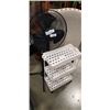 Image 1 : BLACK FLOOR FAN AND WHITE ROLLING ORGANIZER