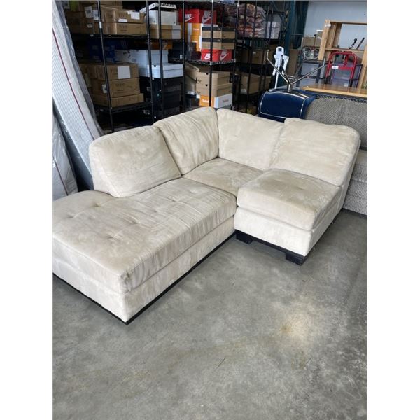 BEIGE CHAISE SOFA W/ SLIPPER CHAIR