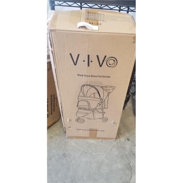 VIVO BLACK THREE WHEEL PET STROLLER
