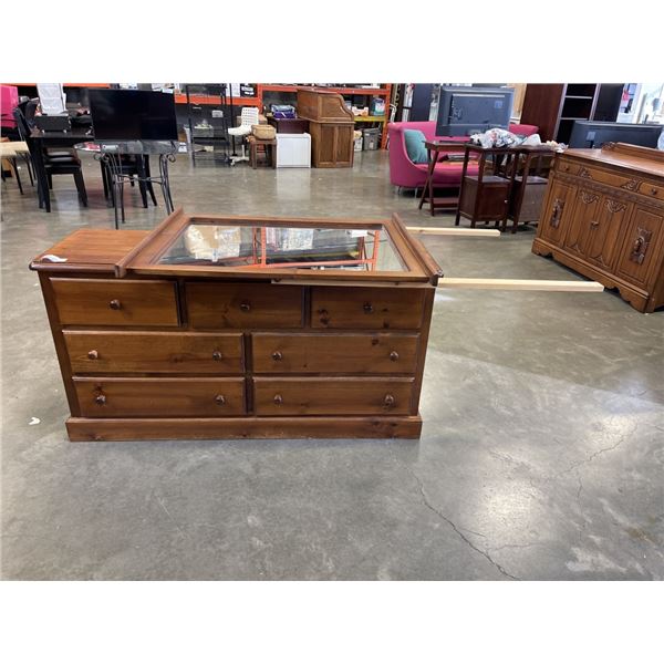 DARK FINISH 7 DRAWER DRESSER AND MIRROR