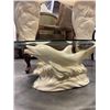 Image 3 : DOLPHIN GLASS TOP COFFEE TABLE AND TWO MATCHING DOLPHIN LAMPS