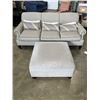 Image 1 : DREXEL HERITAGE GREY FABRIC ROLLED ARM SOFA WITH THROW PILLOWS, VERY GOOD CONDITION