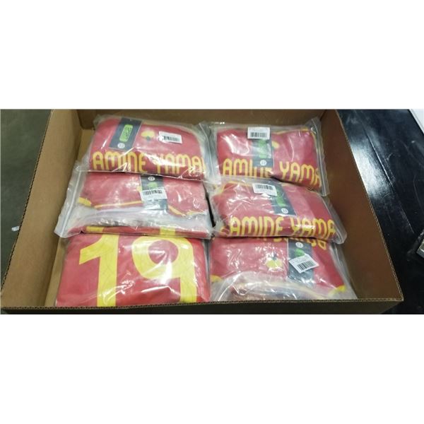 6 NEW 'LAMINE YAMAL'  #19 BARCELONA  SOCCER UNIFORMS, INCLUDES JERSEY, SHORTS AND SOCKS,  ALL SIZE 2