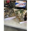 Image 1 : 2 TRAYS OF ANTIQUE AND COLLECTIBLE GLASSWARE, SILVER OVERLAY, COCA COLA ETC